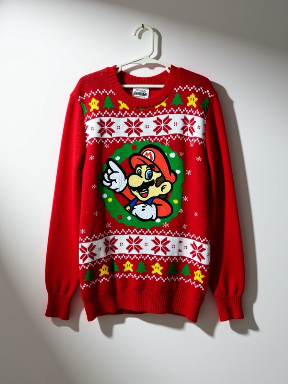Nintendo Red Super Mario Crewneck Holiday Sweater - Size 8/10